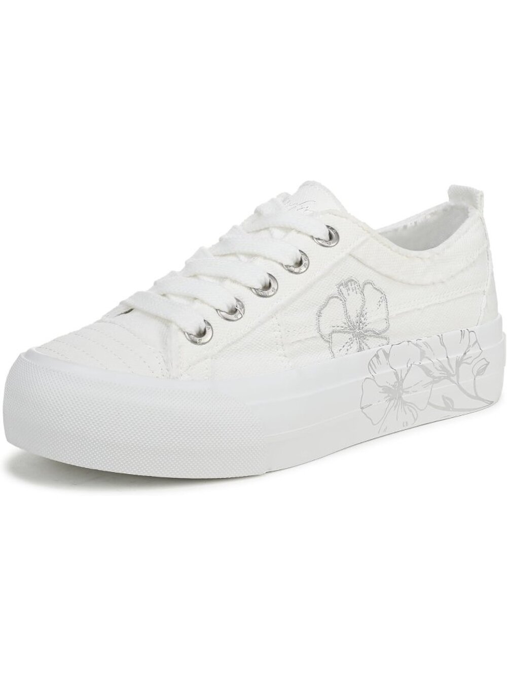 Women's White Flower Decorative Laces Soft Slip On Sadie Sun Platform Sneaker